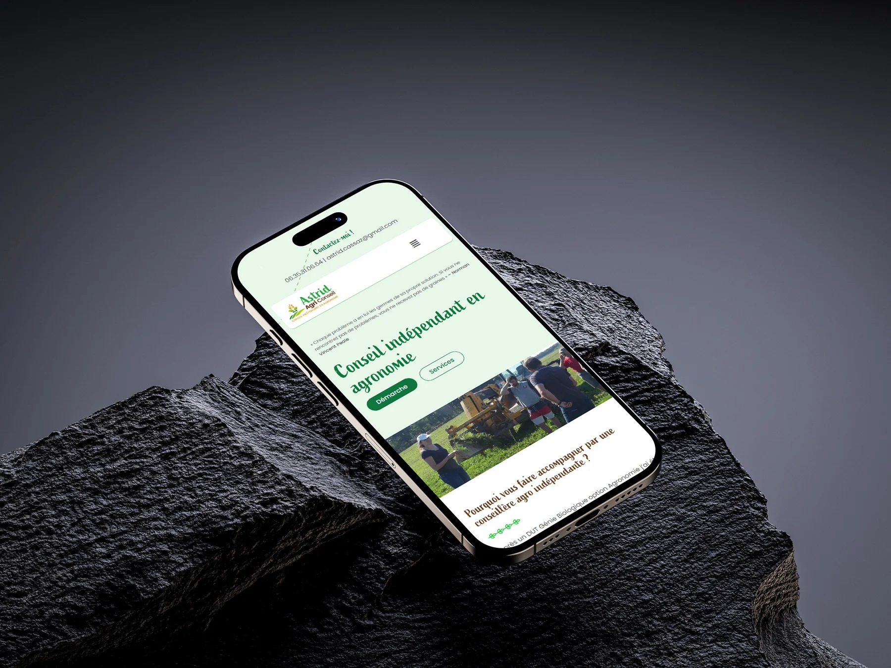 Site web mobile Astrid Agri Conseil - Site web vitrine - Eclipse Digital